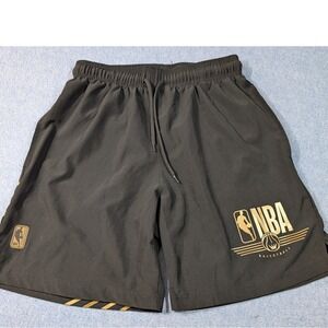 NBA Basketball Shorts Mens Small Black Gold Athletic Gym Training Drawstring